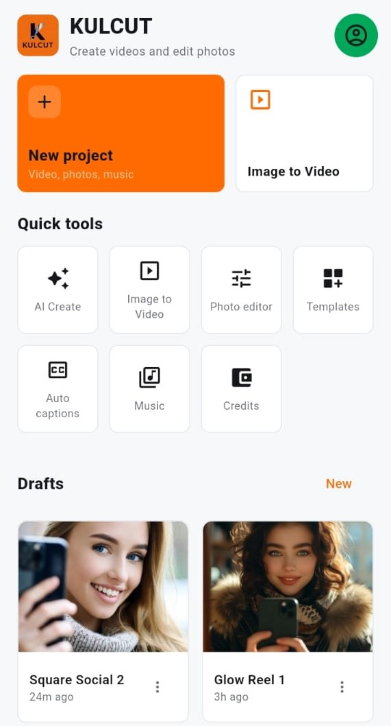 KULCUT app running on a phone